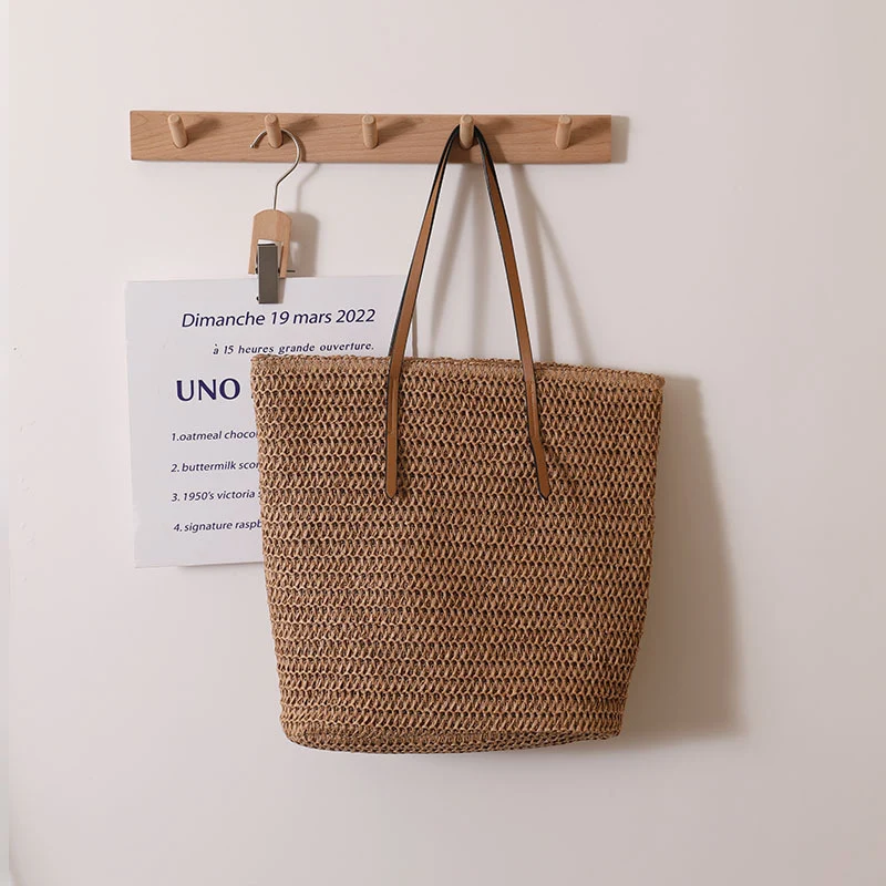 Geflochtener Shopper mit eleganten Ledergriffen Skanto