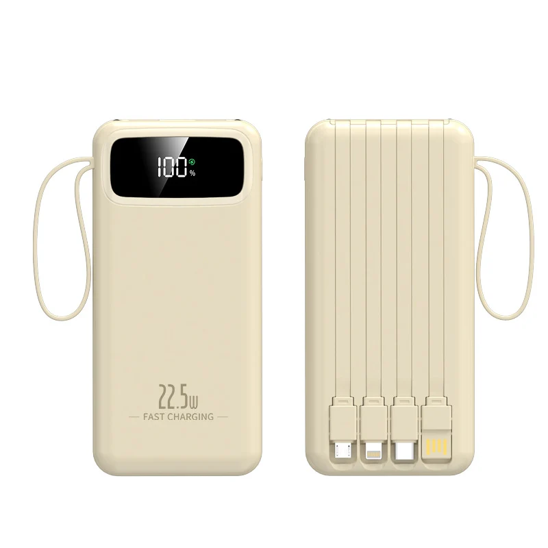 Tragbare Powerbank mit Schnellladefunktion und integrierten Kabeln Skanto