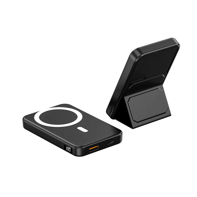 Tragbare Powerbank mit integriertem Ständer und LCD-Anzeige Skanto