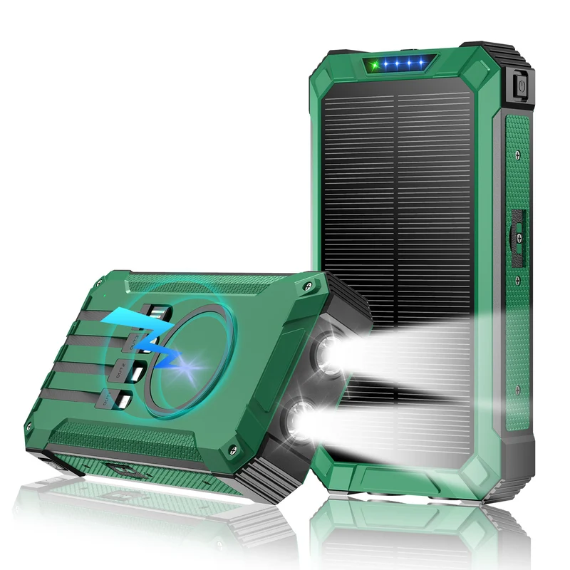 Solar- und Schnelllade-Powerbank mit LED-Taschenlampe Skanto