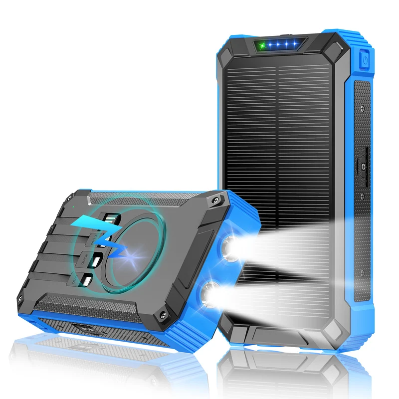 Solar- und Schnelllade-Powerbank mit LED-Taschenlampe Skanto
