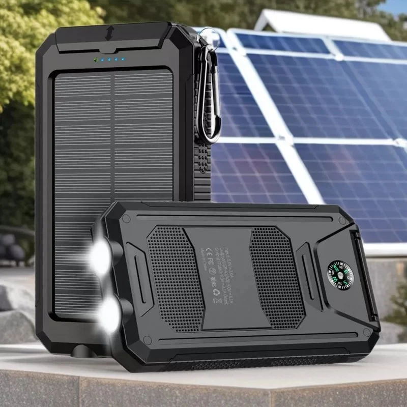 Solarbetriebene Powerbank mit robustem Gehäuse und integrierter LED-Beleuchtung Skanto