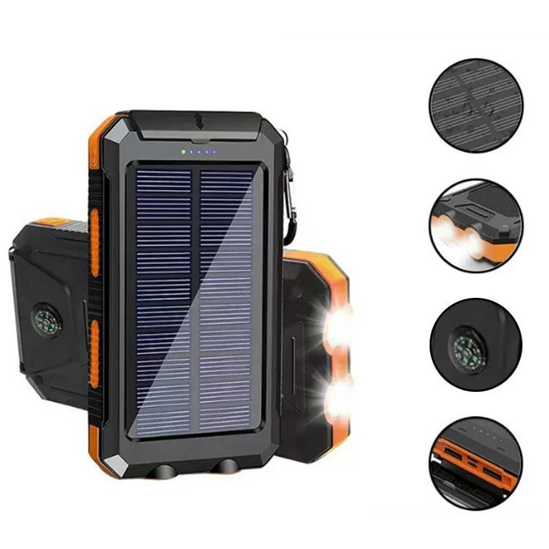 Solarbetriebene Powerbank mit robustem Gehäuse und integrierter LED-Beleuchtung Skanto