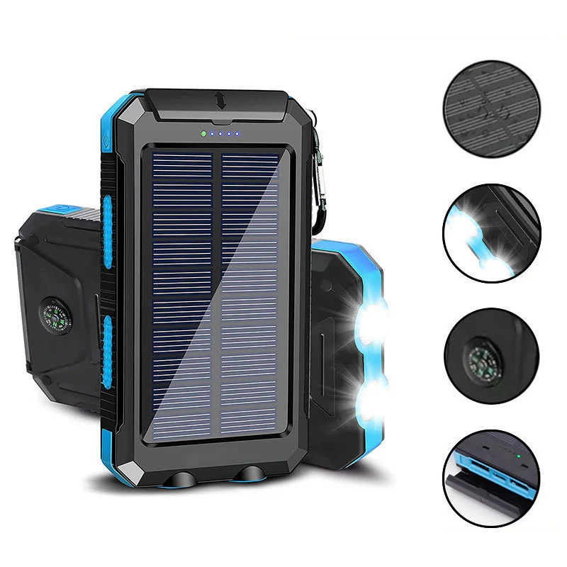 Solarbetriebene Powerbank mit LED-Beleuchtung und integriertem Kompass Skanto