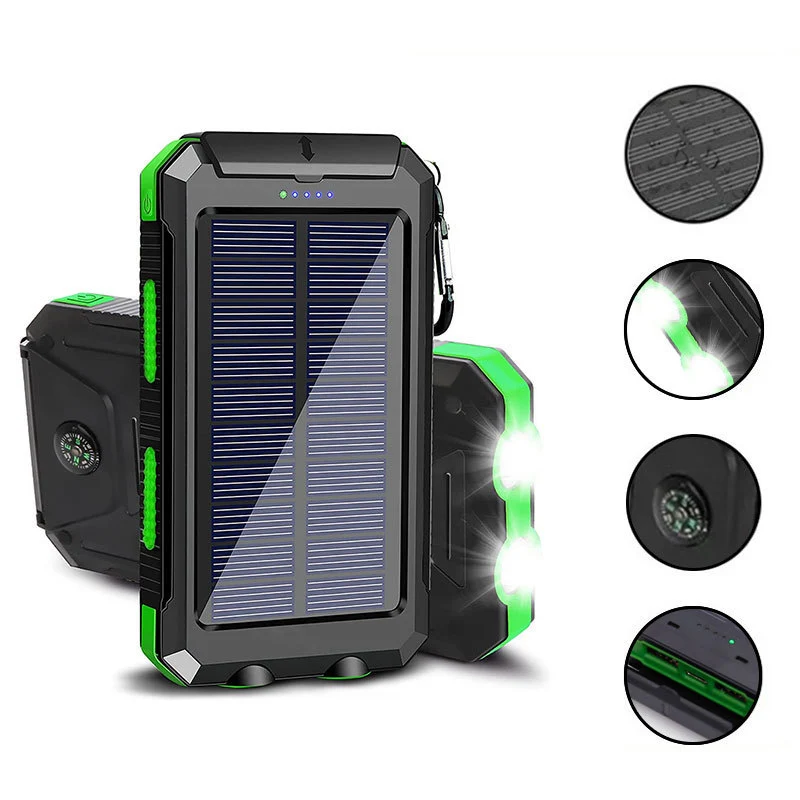 Solarbetriebene Powerbank mit LED-Beleuchtung und integriertem Kompass Skanto