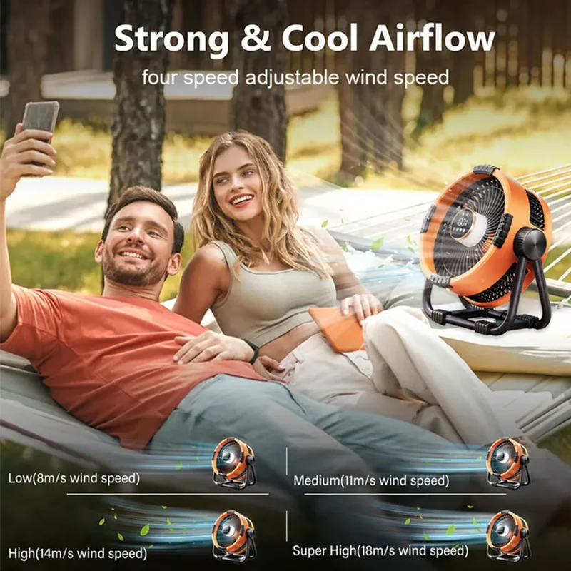 Skanto Campingventilator mit 20 000mAh Akku, LED-Licht & Fernbedienung - WindMate | Skanto