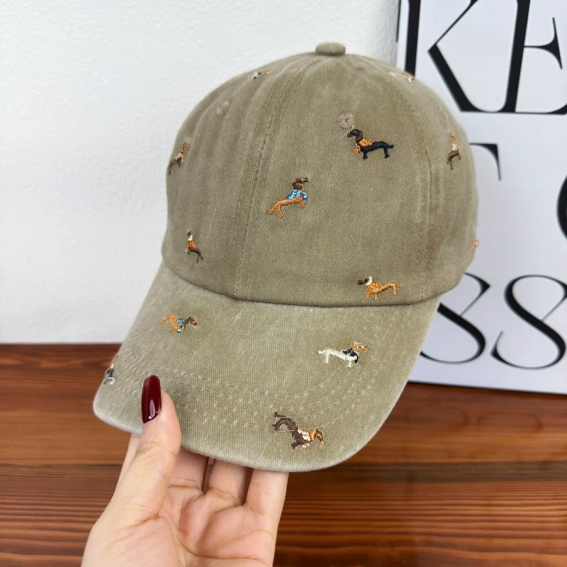 Unisex Bestickte Baseballkappe mit Hundemotiv Skanto