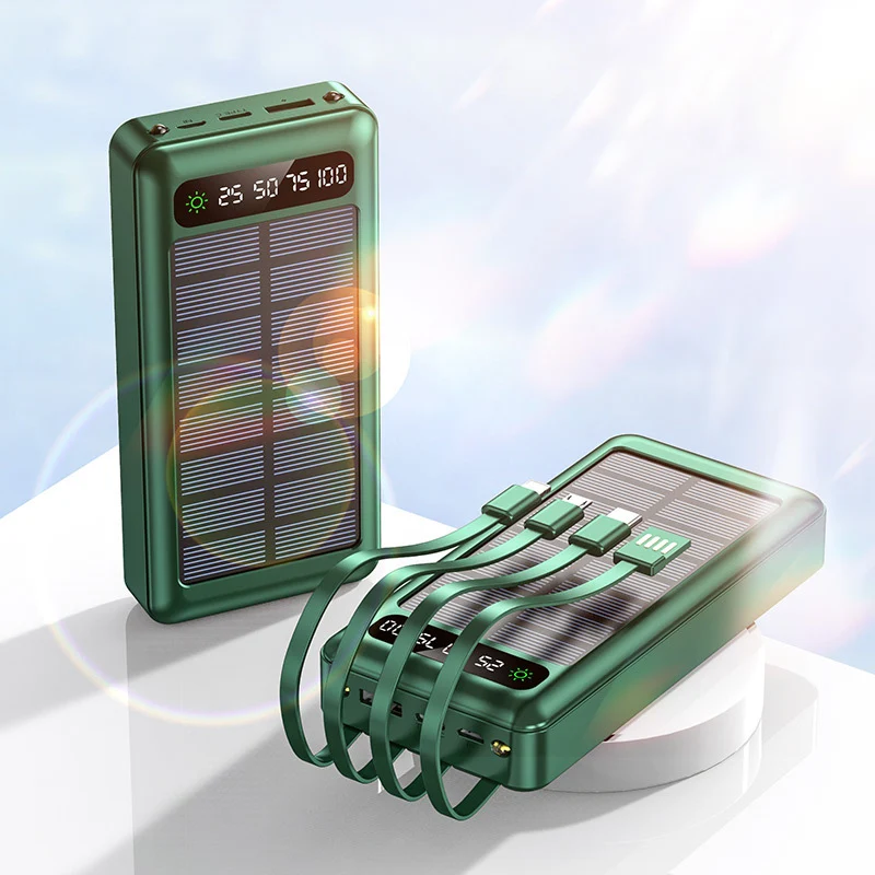 Solarbetriebene Powerbank mit intelligenter Leistungsanzeige und Multifunktions-Ladekabeln Skanto