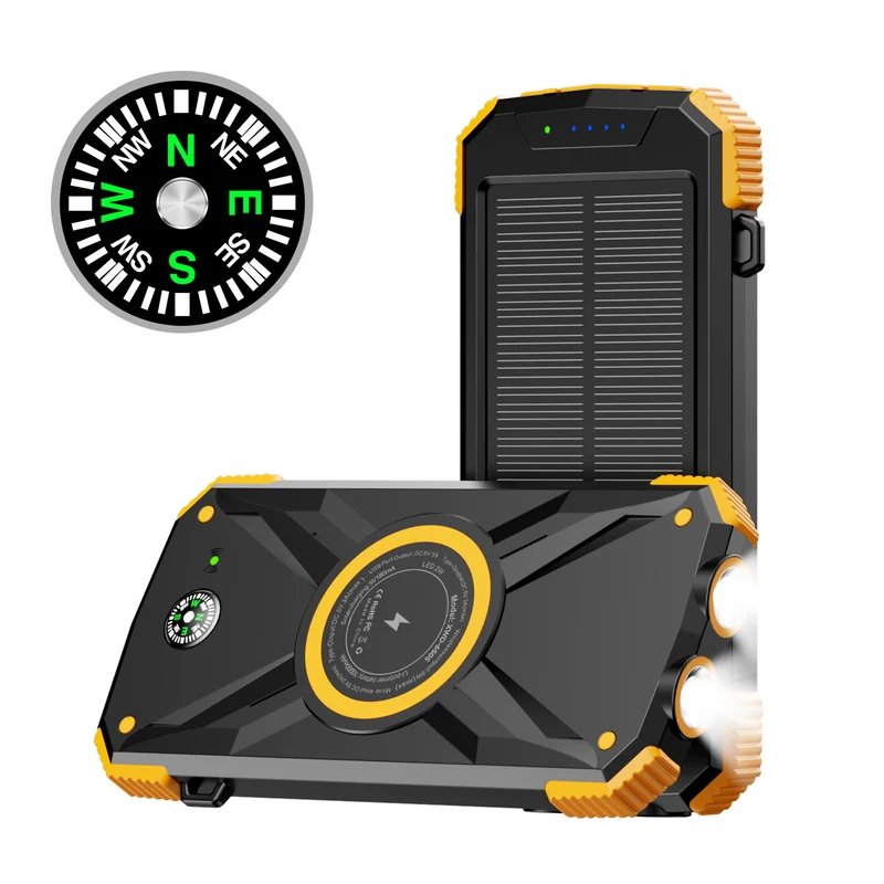 Solar-Powerbank mit integriertem Kompass und LED-Licht Skanto