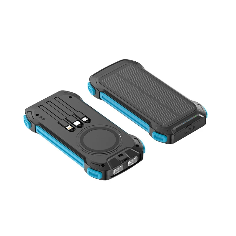 Solar-Powerbank mit Multifunktionsanschlüssen und LED-Licht Skanto