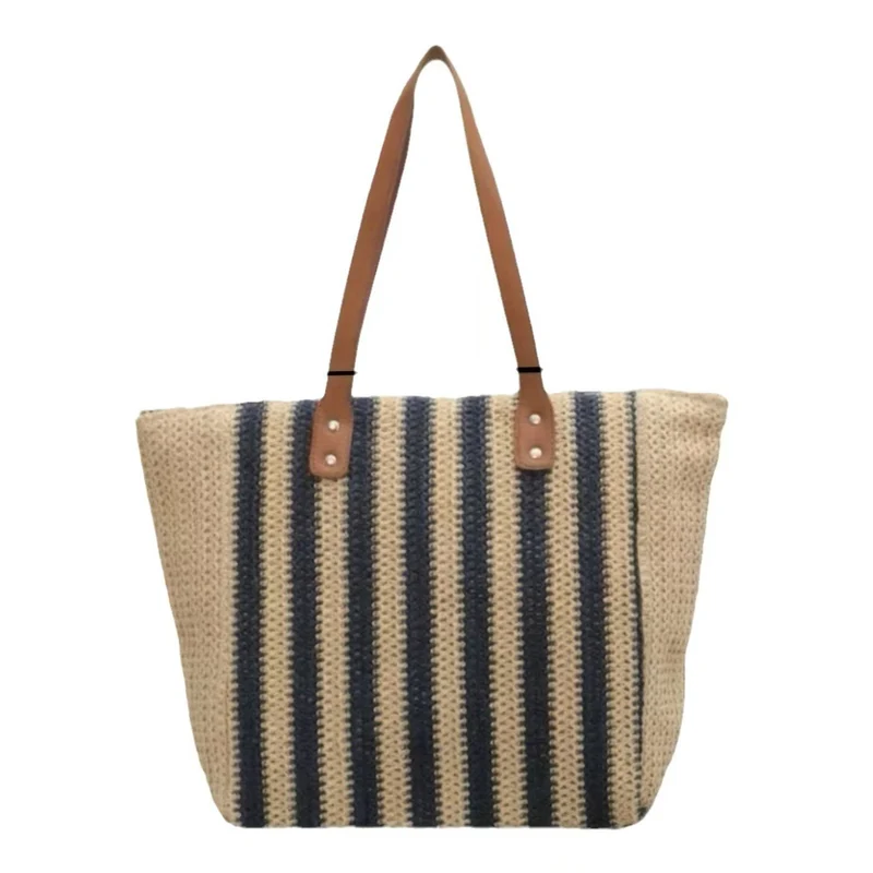 Handgefertigte Strandtasche mit strukturiertem Streifenmuster Skanto