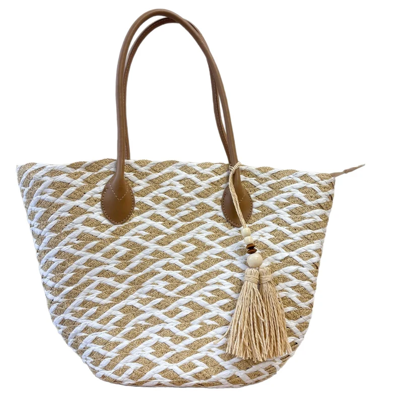 Handgefertigte Strandtasche mit elegantem Flechtmuster Skanto