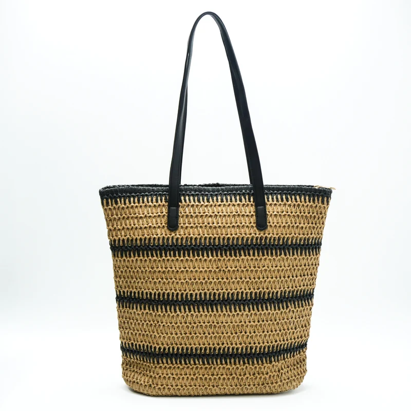 Handgemachte Strandtasche mit auffälligen Ledergriffen Skanto