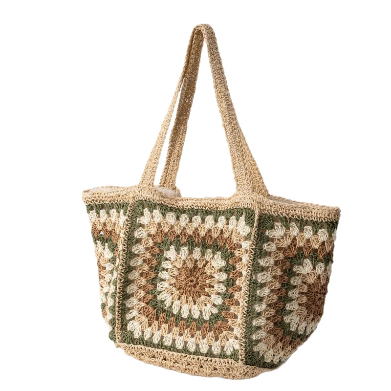 Handgemachte Strandtasche im geometrischen Design Skanto
