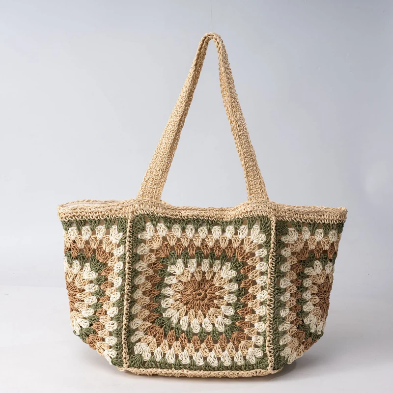 Handgemachte Strandtasche im geometrischen Design Skanto