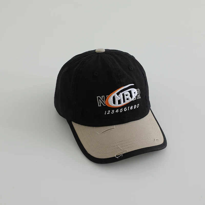 Herren Distressed Baumwoll-Baseballkappe mit Logo Skanto