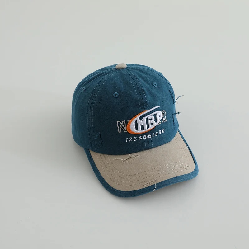 Herren Distressed Baumwoll-Baseballkappe mit Logo Skanto