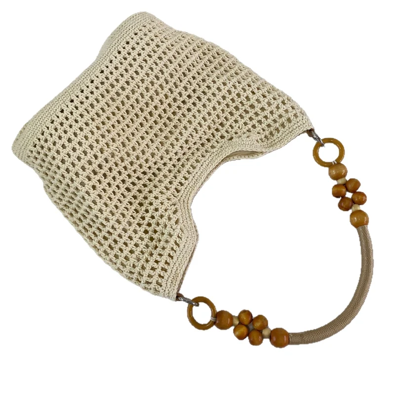 Handgeknüpfte Makramee-Tasche mit Holzgriff Skanto