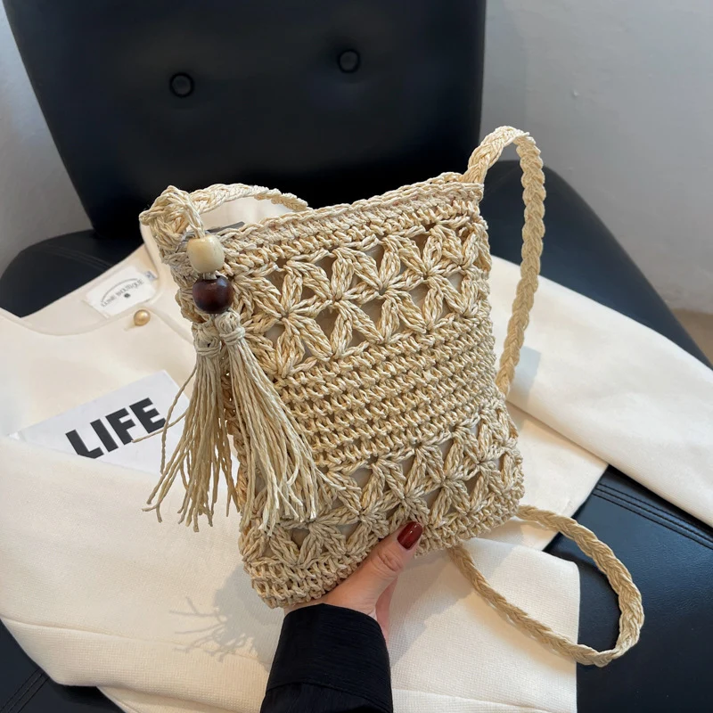 Handgeknüpfte Makramee-Tasche mit besonderem Wellenmuster Skanto