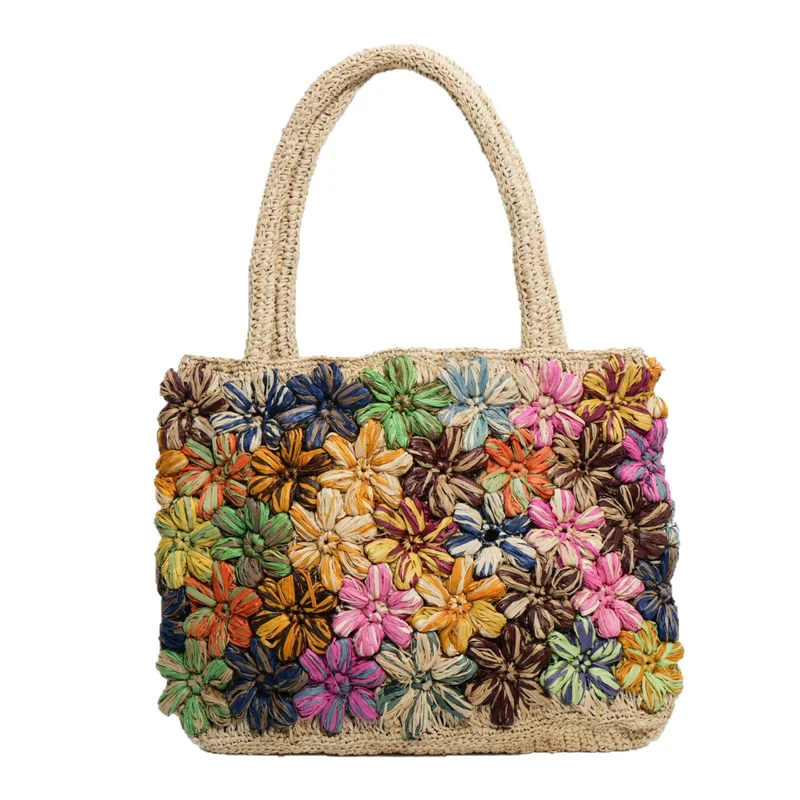 Handtasche mit bunten Blumenapplikationen Skanto