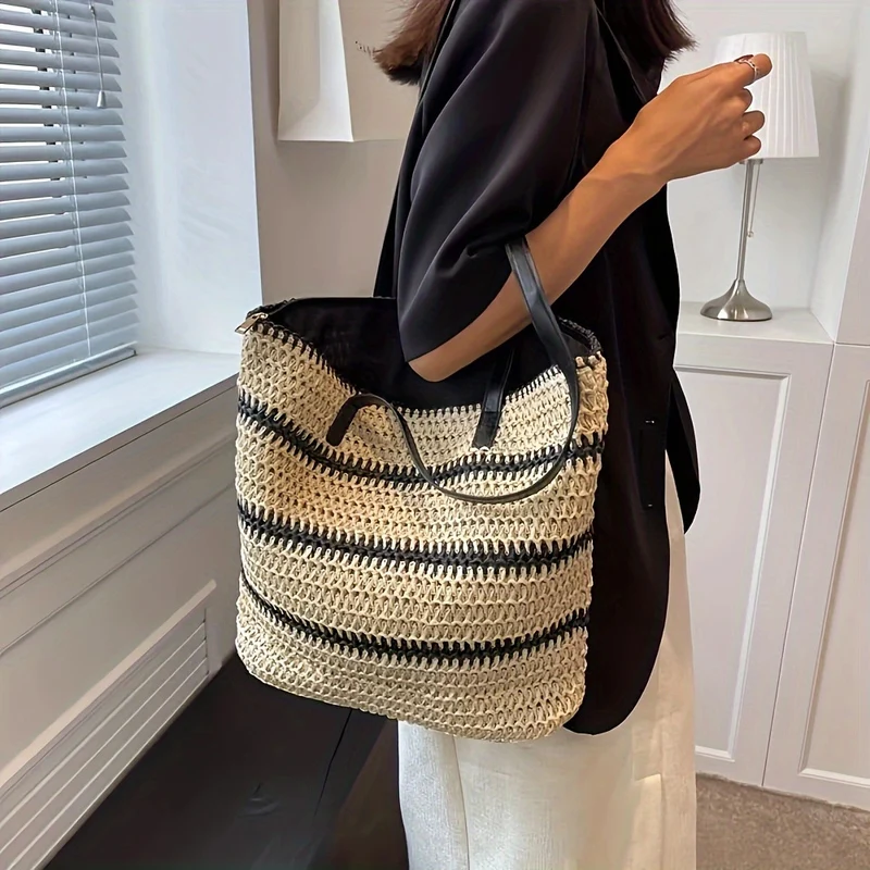 Geräumige Strandtasche aus geflochtenem Naturmaterial Skanto