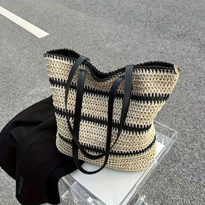 Geräumige Strandtasche aus geflochtenem Naturmaterial Skanto