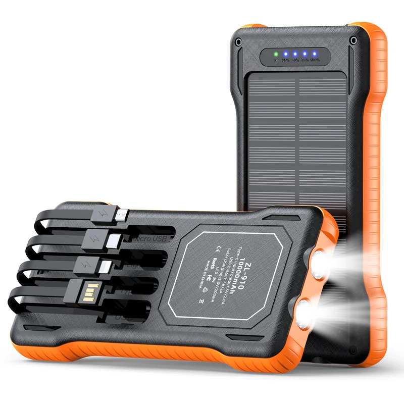 Hochleistungs-Solar-Powerbank mit multifunktionalen Ladekabeln Skanto