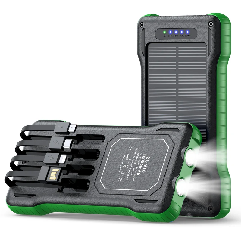 Hochleistungs-Solar-Powerbank mit multifunktionalen Ladekabeln Skanto