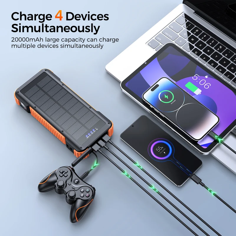 Hochleistungs-Solar-Powerbank mit multifunktionalen Anschlüssen und LED-Display Skanto