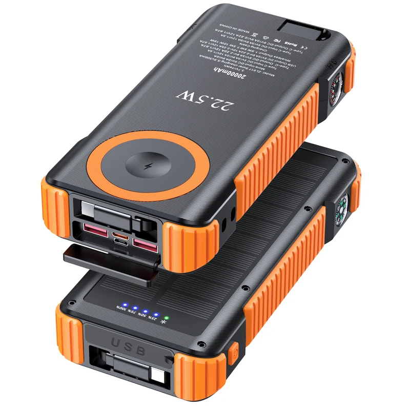 Hochleistungs-Solar-Powerbank mit multifunktionalen Anschlüssen und LED-Display Skanto