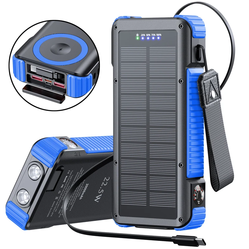 Hochleistungs-Solar-Powerbank mit multifunktionalen Anschlüssen und LED-Display Skanto