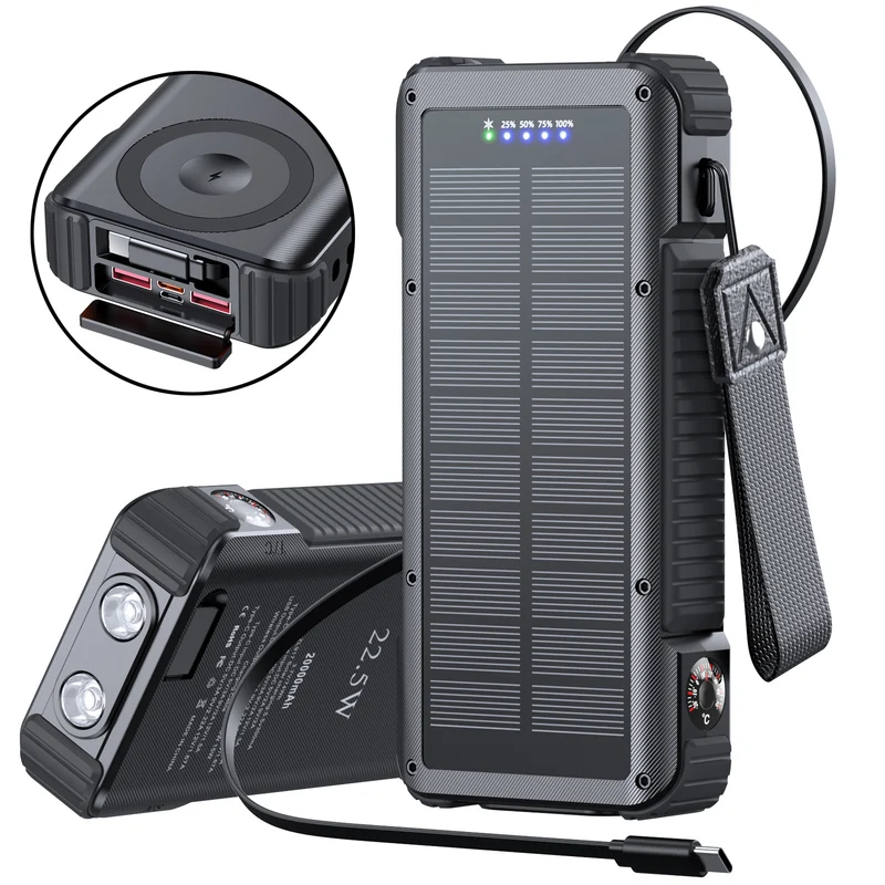 Hochleistungs-Solar-Powerbank mit multifunktionalen Anschlüssen und LED-Display Skanto