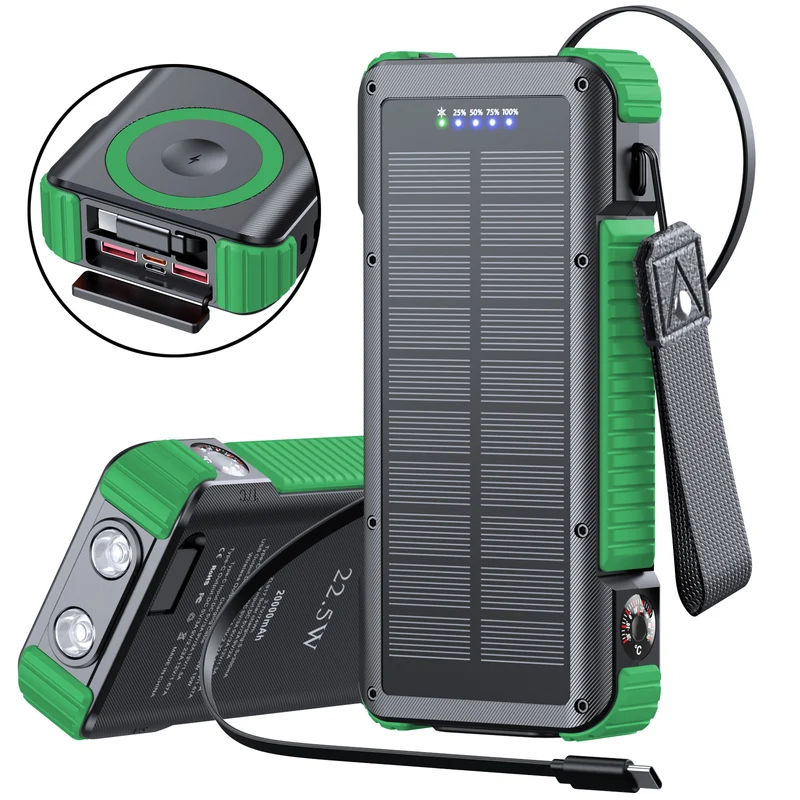 Hochleistungs-Solar-Powerbank mit multifunktionalen Anschlüssen und LED-Display Skanto