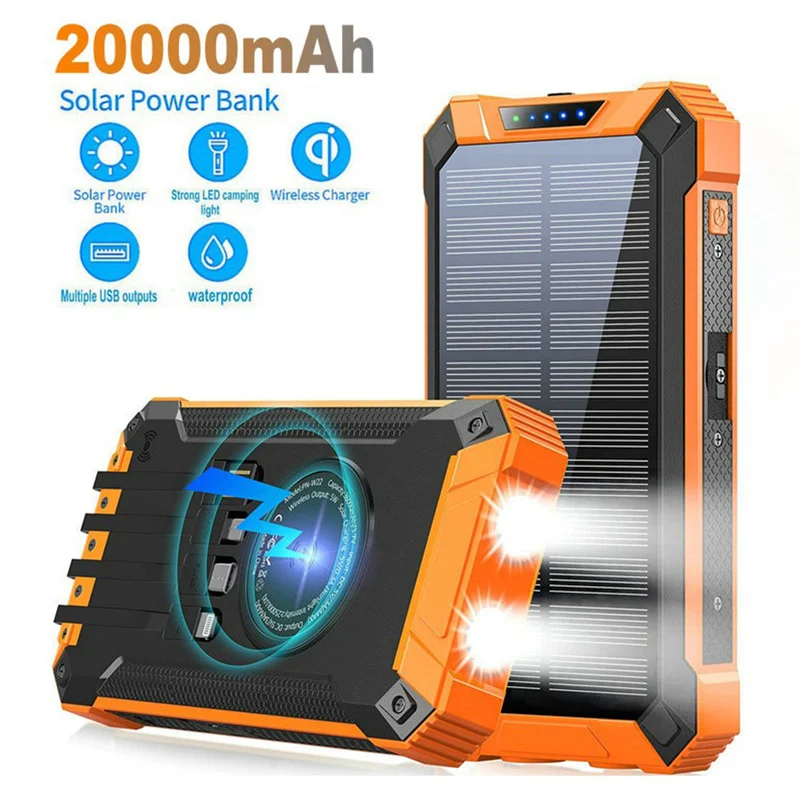 Hochleistungs-Solar-Powerbank mit multifunktionalen Kabeln Skanto