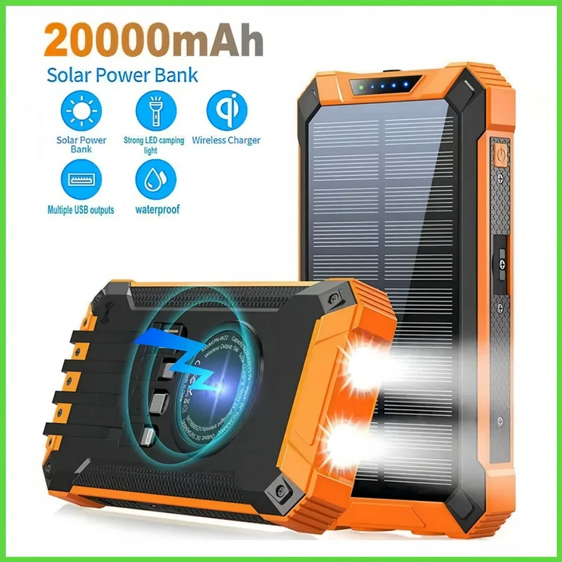 Hochleistungs-Solar-Powerbank mit multifunktionalen Kabeln Skanto