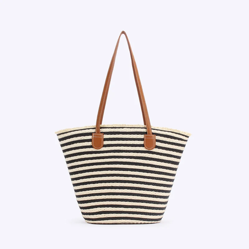 Geräumige Strandtasche mit Lederbesatz Skanto