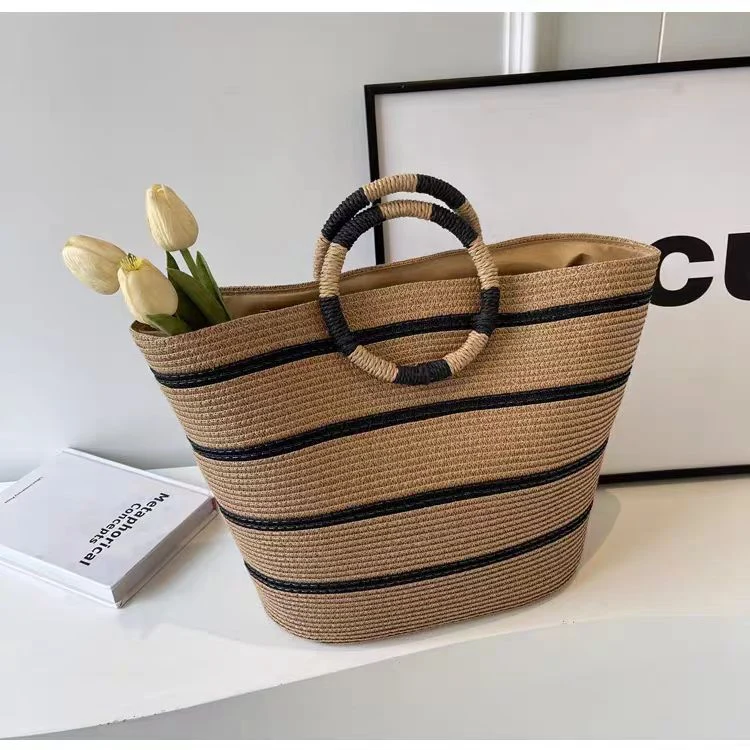Elegante Strohtasche mit Rundgriff Skanto
