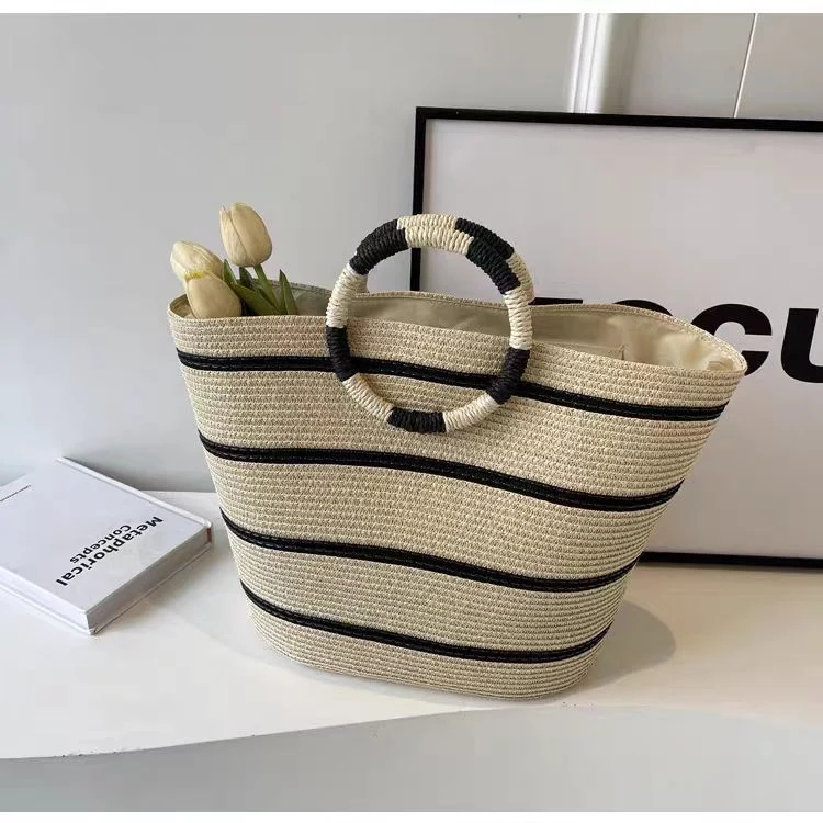 Elegante Strohtasche mit Rundgriff Skanto