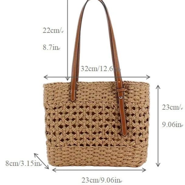 Handtasche aus natürlichem Makramee mit veganen Ledergriffen Skanto