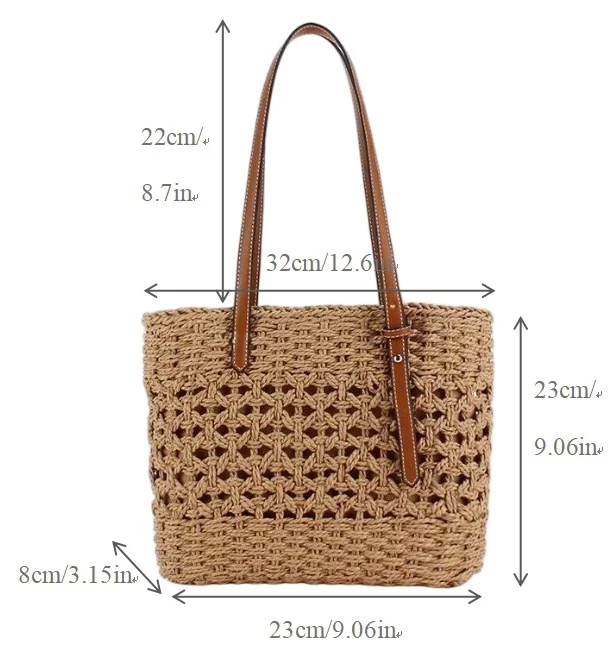 Handtasche aus natürlichem Makramee mit veganen Ledergriffen Skanto
