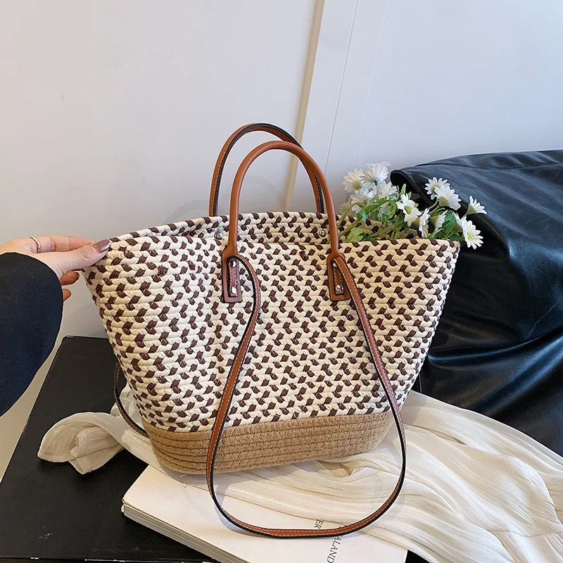 Große Strandtasche mit Kunstledergriffen Skanto