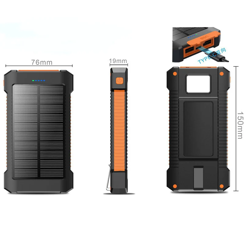 Robuste Solar-Powerbank mit integriertem LED-Licht Skanto
