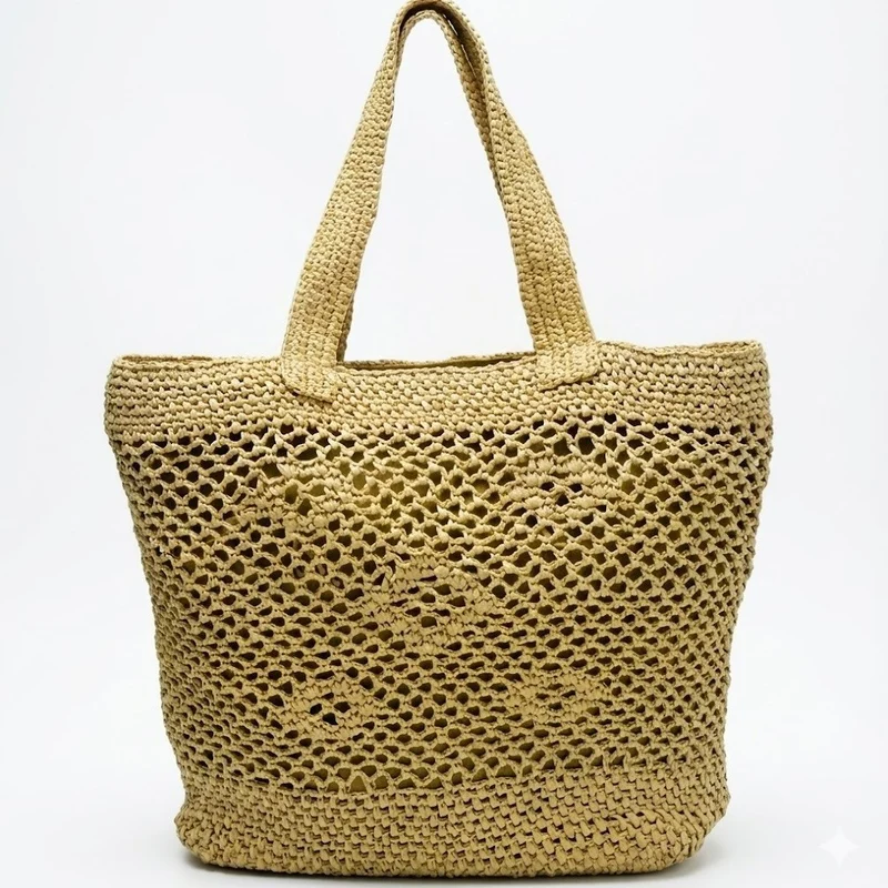 Große Makramee-Tasche mit Lederdetails Skanto