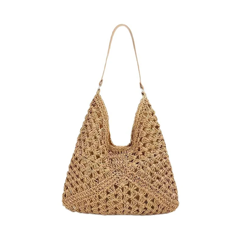 Große Makramee-Tasche mit Lederdetails Skanto