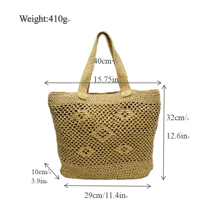 Große Makramee-Tasche mit Lederdetails Skanto
