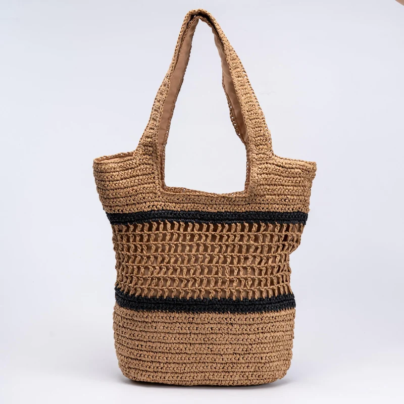 Handgewebte Tragetasche mit modernem Netzmuster Skanto