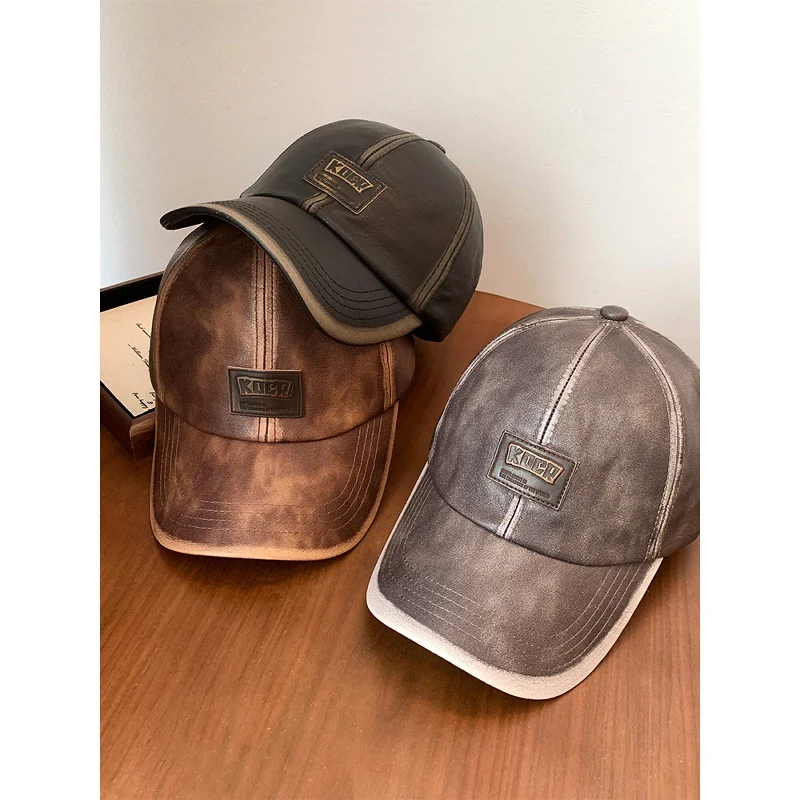 Herren Vintage Kunstleder-Baseballkappe Skanto