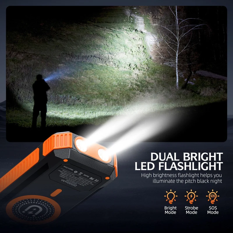 Tragbare Solar-Powerbank mit LED-Licht und Kompass Skanto