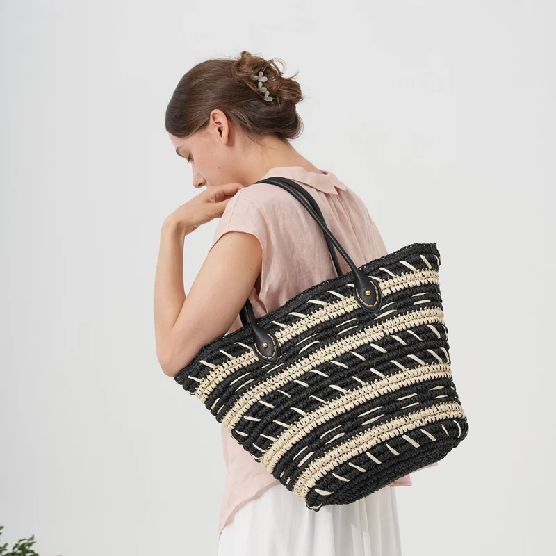 Gepunktete Raffia-Einkaufstasche Skanto