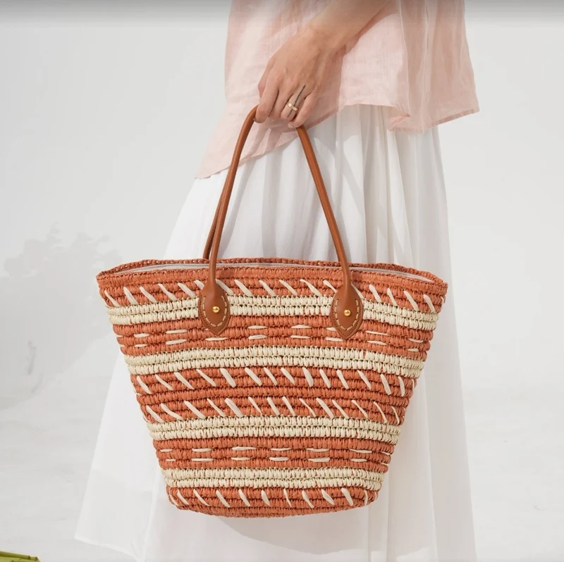 Gepunktete Raffia-Einkaufstasche Skanto